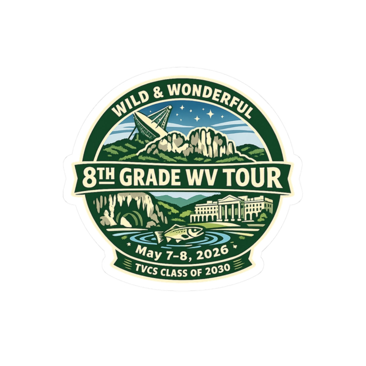 2026 TVCS 8th Grade WV Tour Kiss-Cut Stickers